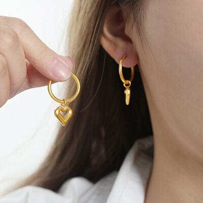Heart Shape Lapis Lazuli Dangle Earrings - Trendsi - Flyclothing LLC