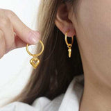 Heart Shape Lapis Lazuli Dangle Earrings - Trendsi - Flyclothing LLC