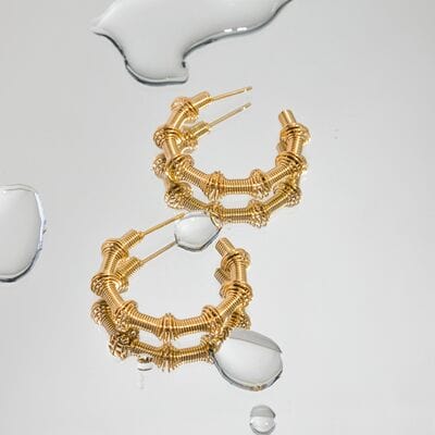 18K Gold-Plated Stainless Steel C-Hoop Earrings - Trendsi