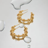 18K Gold-Plated Stainless Steel C-Hoop Earrings - Trendsi