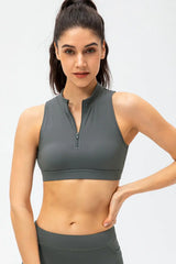 Full Size Cropped Cutout Back Zipper Front Active Tank Top - Trendsi - Flyclothing LLC