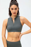 Full Size Cropped Cutout Back Zipper Front Active Tank Top - Trendsi - Flyclothing LLC