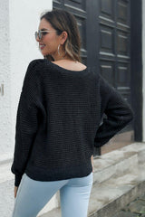 Crisscross Surplice Neck Long Sleeve Sweater - Trendsi