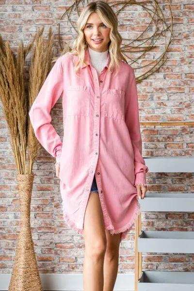 Veveret Button-Up Shirt Dress - Trendsi - Flyclothing LLC