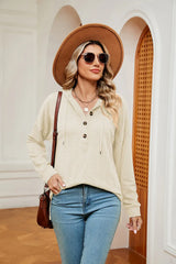 Half-Button Dropped Shoulder Hoodie - Trendsi - Flyclothing LLC
