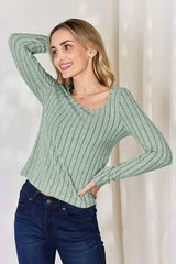 Basic Bae Full Size Ribbed Long Sleeve T-Shirt - Trendsi - Flyclothing LLC