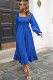 Smocked Ruffle Hem Flounce Sleeve Dress - Trendsi - Flyclothing LLC