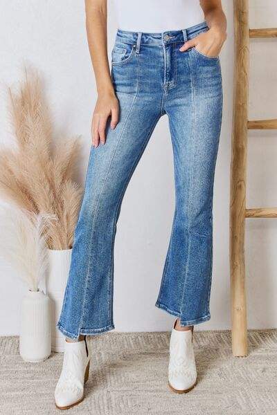 RISEN Full Size High Rise Ankle Flare Jeans - Trendsi - Flyclothing LLC