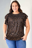 Plus Size Printed Smocked Butterfly Sleeve Blouse - Trendsi - Flyclothing LLC