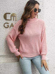 Dropped Shoulder Rib-Knit Sweater - Trendsi