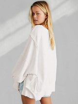 Slit Round Neck Dropped Shoulder T-Shirt - Trendsi - Flyclothing LLC