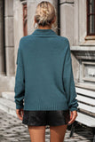 Turtle Neck Tassel Front Long Sleeve Pullover Sweater - Flyclothing LLC