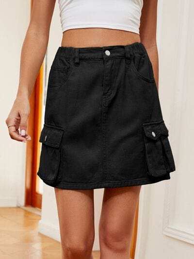 High Waist Denim Skirt - Trendsi - Flyclothing LLC