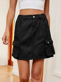 High Waist Denim Skirt - Trendsi - Flyclothing LLC