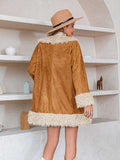 Fuzzy Open Front Long Sleeve Outerwear - Trendsi - Flyclothing LLC