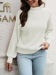 Dropped Shoulder Rib-Knit Sweater - Trendsi