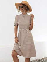 Printed Mock Neck Flounce Sleeve Dress - Trendsi - Flyclothing LLC