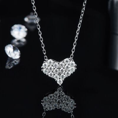 Moissanite 925 Sterling Silver Heart Necklace - Trendsi