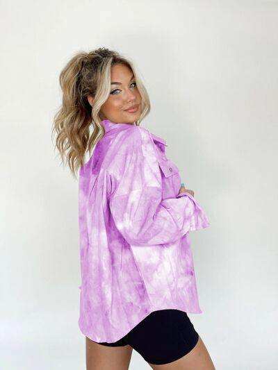 Tie-Dye Button Up Long Sleeve Shirt - Trendsi - Flyclothing LLC