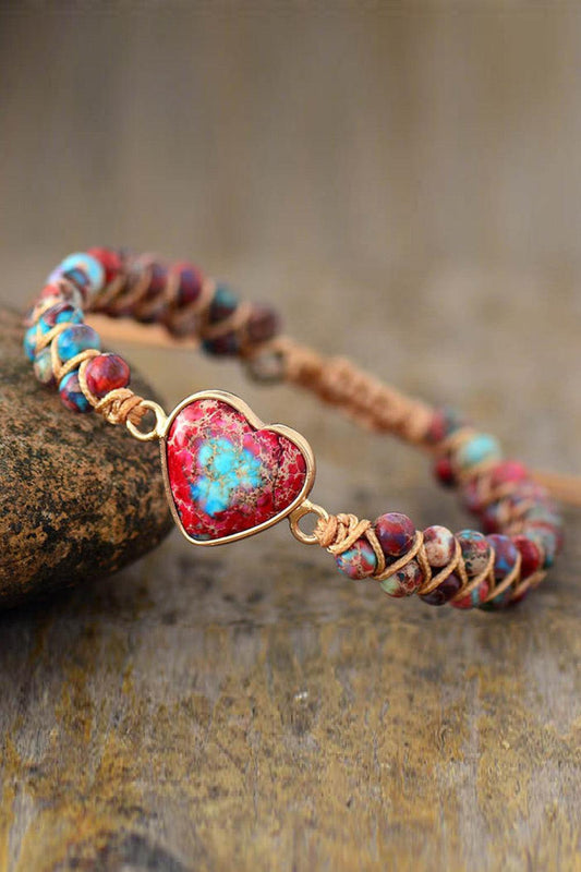 Handmade Heart Shape Natural Stone Bracelet - Trendsi