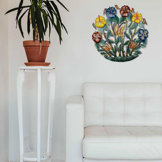 Painted Flower Garden Metal Wall Art - Croix des Bouquets - Croix des Bouquets