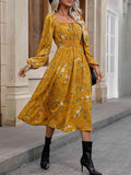 Square Neck Smocked Waist Dress - Trendsi