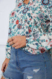 Floral Notched Long Sleeve Blouse - Trendsi - Flyclothing LLC