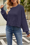 Round Neck Dropped Shoulder Sweater - Trendsi - Flyclothing LLC