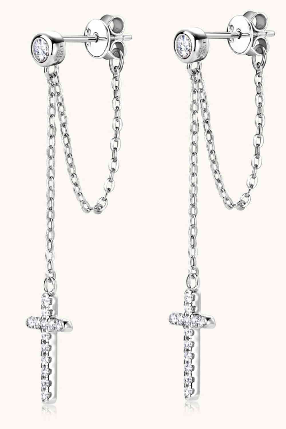 Moissanite 925 Sterling Silver Cross Earrings - Trendsi - Flyclothing LLC