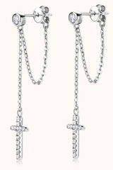 Moissanite 925 Sterling Silver Cross Earrings - Trendsi - Flyclothing LLC