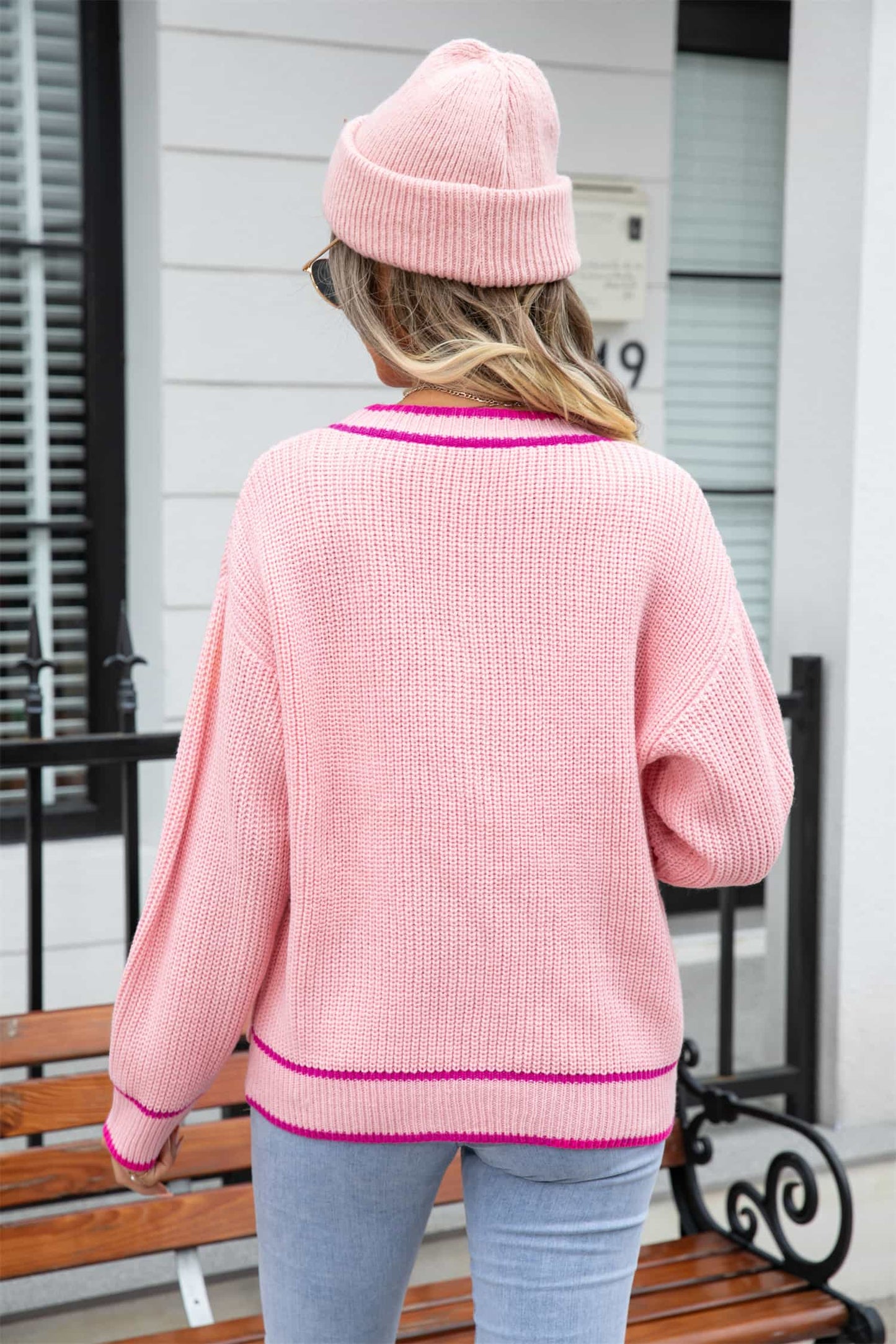 Waffle Knit V-Neck Cardigan with Pocket - Trendsi - Flyclothing LLC