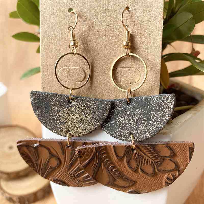 PU Semicircle Drop Earrings - Trendsi - Flyclothing LLC