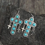 Artificial Turquoise Cross Shape Earrings - Trendsi