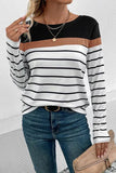 Striped Round Neck Long Sleeve T-Shirt - Trendsi