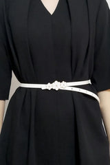 Flower Decor Skinny PU Belt - Trendsi - Flyclothing LLC