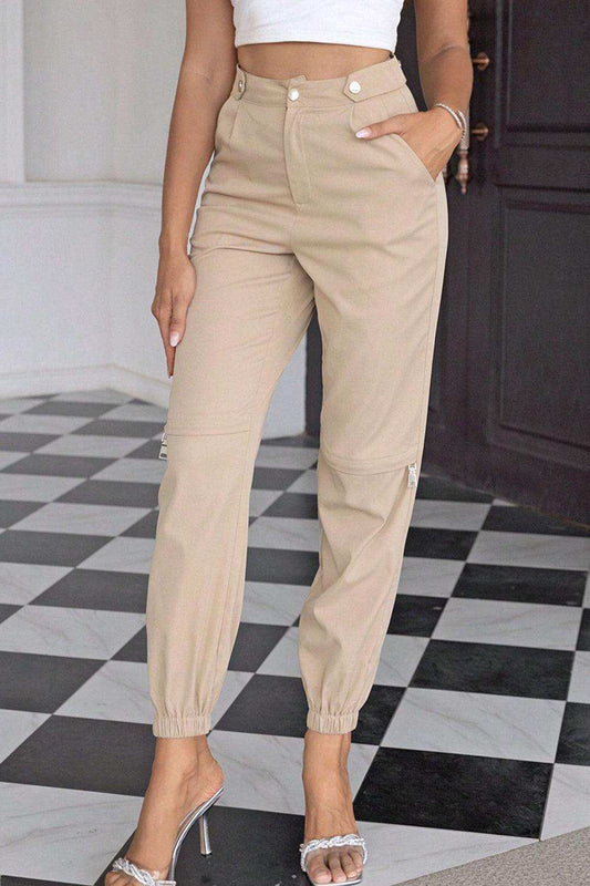 High Waist Pants with Pockets - Trendsi - Flyclothing LLC