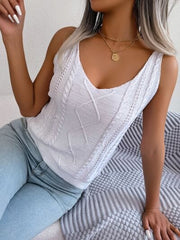 Cable-Knit Scoop Neck Knit Vest - Trendsi