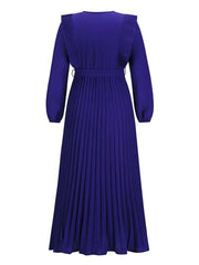 Pleated Surplice Tie Waist Maxi Dress - Trendsi