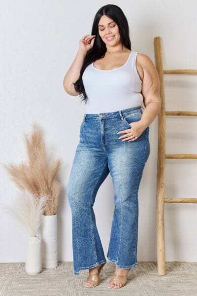 RISEN Full Size High Rise Ankle Flare Jeans - Trendsi - Flyclothing LLC