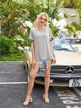 Leopard Round Neck Short Sleeve T-Shirt - Trendsi - Flyclothing LLC