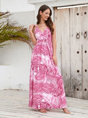 Printed Surplice Spaghetti Strap Dress - Trendsi