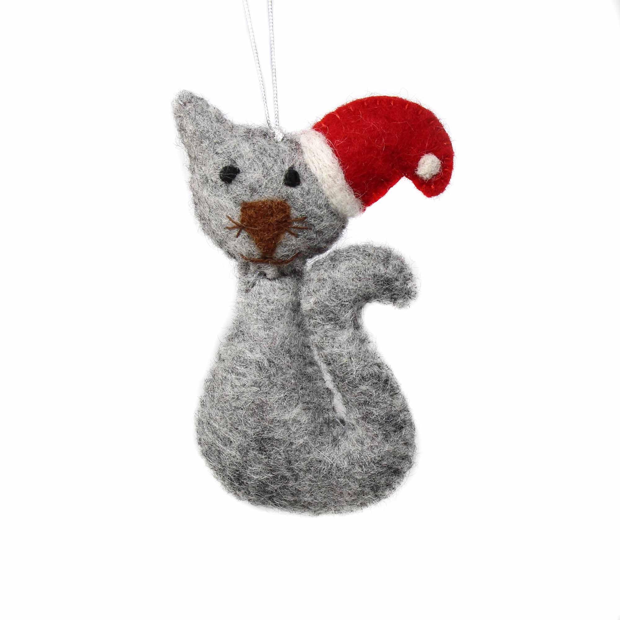 Hand Felted Christmas Ornament: Cat - Global Groove (H) - Flyclothing LLC
