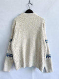 Geometric Mock Neck Dropped Shoulder Sweater - Trendsi - Flyclothing LLC