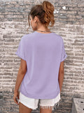 Round Neck Cuffed Sleeve T-Shirt - Trendsi