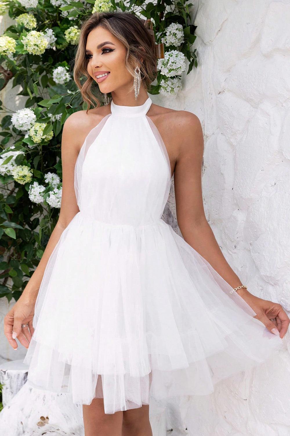 Halter neck mesh dress sale