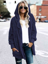 Teddy Hooded Jacket with Pockets - Trendsi - Flyclothing LLC