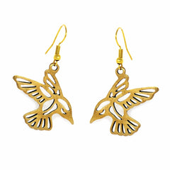 Pair of Birds in Tumbaga Gold Drop Earrings - Artisana