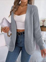 Open Front Long Sleeve Cardigan with Pockets - Trendsi