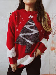 Christmas Tree Graphic Dropped Shoulder Sweater - Trendsi