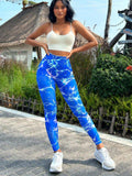 Tie-dye Slim Fit High Waistband Long Active Pants - Trendsi - Flyclothing LLC